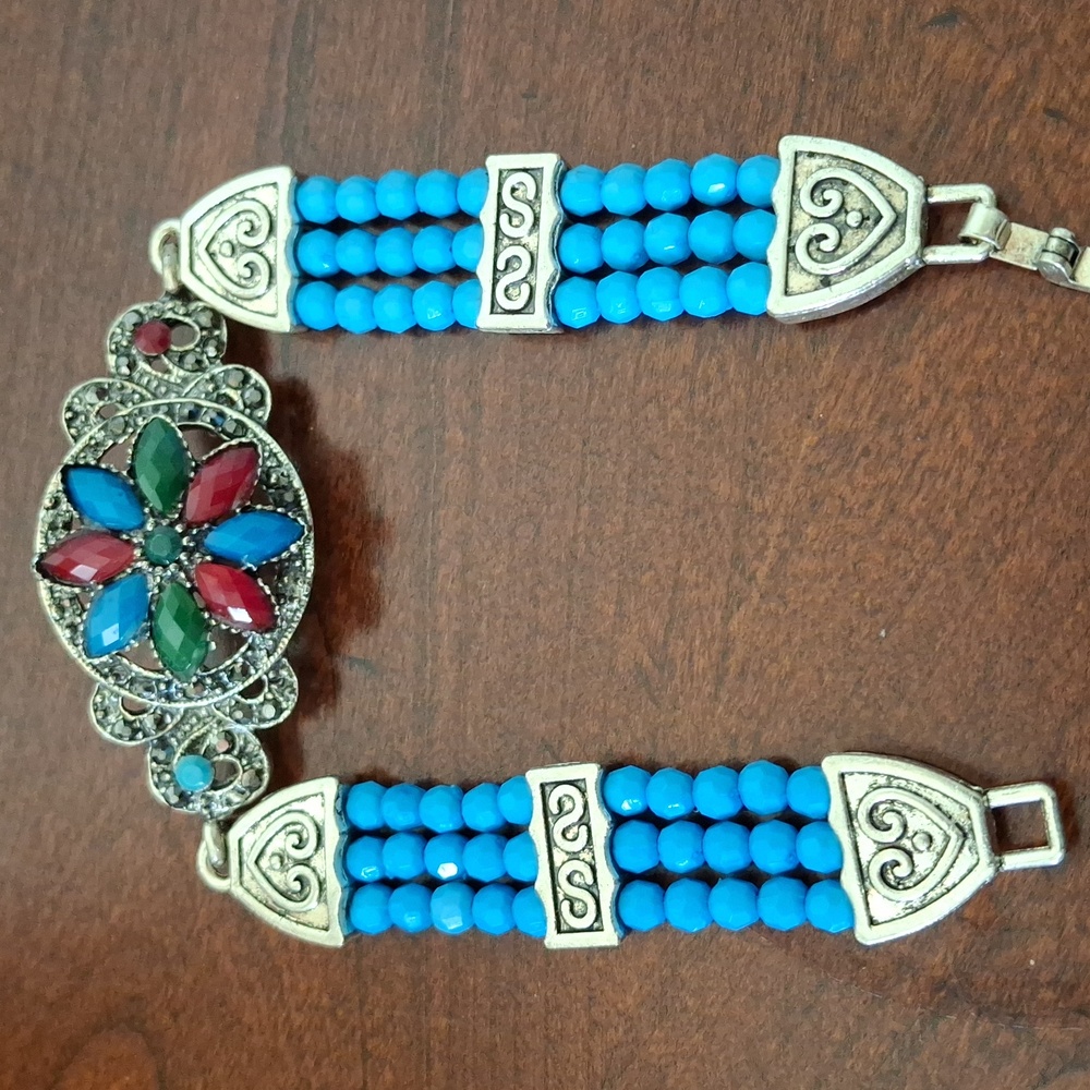 New Turkish Ruby and Emerald Multi Gemstone Bracelet.
